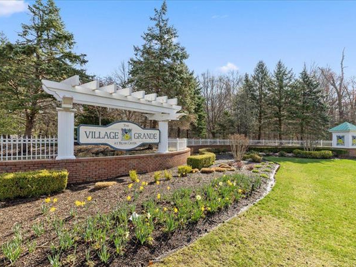 Village Grande at Bear Creek neighborhood entrance sign, West Windsor, NJ