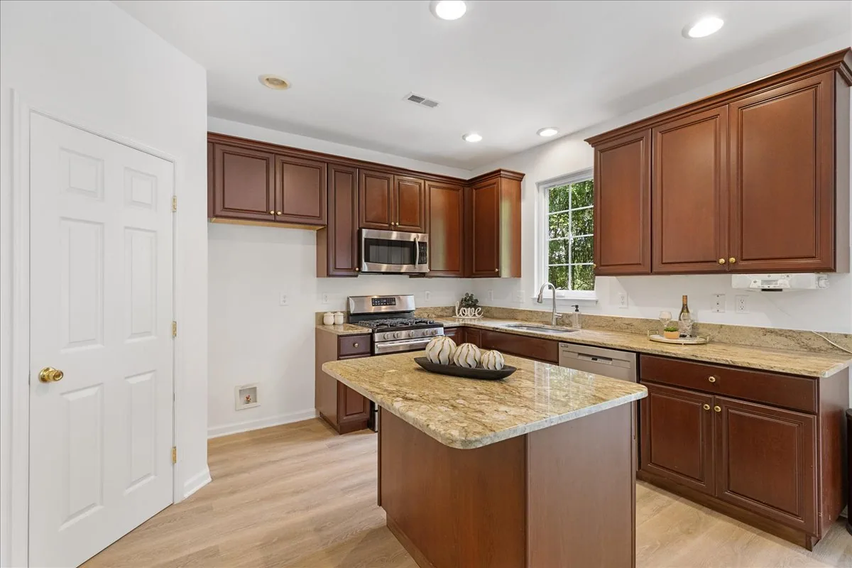 Cherry Kitchen with Granite Island